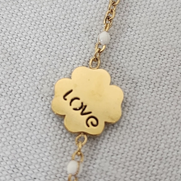 18k Gold Stainless Steel Dainty Clover Love Chain Bracelet - Picture 3 of 7